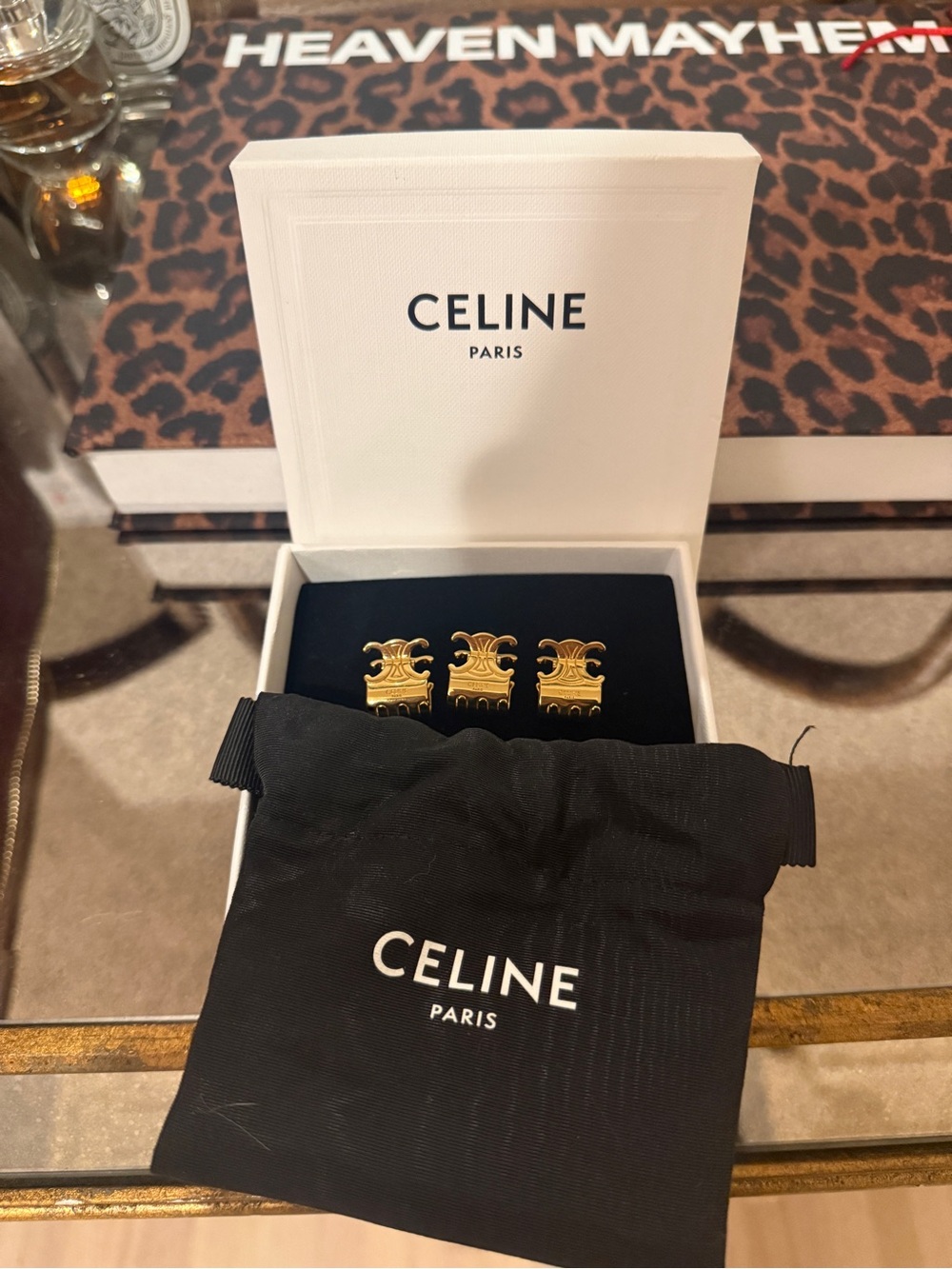 Celine Set of 3 Mini Hair Claws – Brass with Gold Finish & Steel